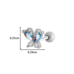 Boucles D'Oreilles Délicates En Forme De Papillon, Couleur Cuivre Et Or, Zircon, Pour Femme, 1 Pièce h5 Image2