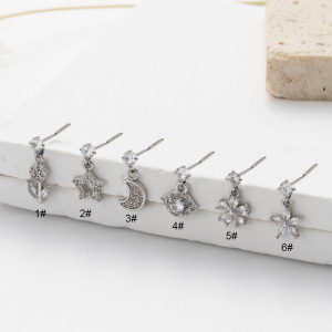 Piercing De Nez Pour Femme, Série Simple, Motif Soleil/Lune, Cuivre, Or Et Zircon h5 Image5