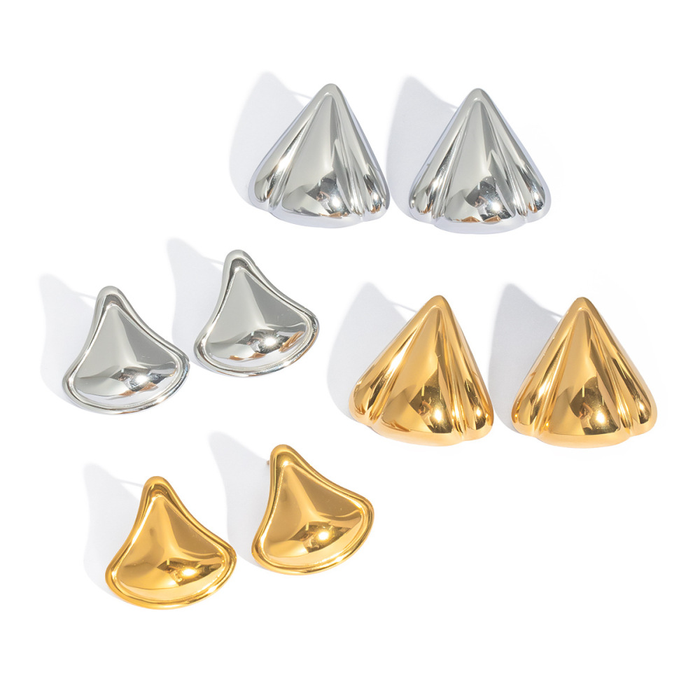 1 Paire De Boucles D'Oreilles À Clous En Acier Inoxydable Étanche Couleur Or Image5