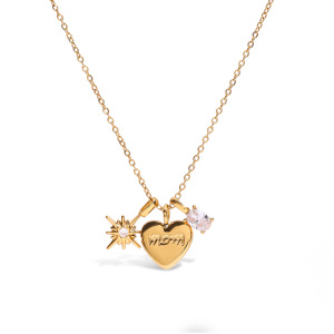 Collier Pendentif Femme En Forme De Cœur, En Acier Inoxydable Étanche, Couleur Or (1 Pièce) h5