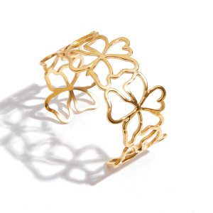 Bracelet Pour Femme, Collection Romantique, Motif Floral, En Acier Inoxydable, Couleur Or, Étanche (1 Pièce) h5 