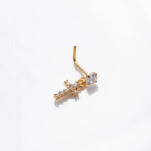 Piercing De Nez Pour Femme, Série Simple, Croix Simple, Cuivre, Couleur Or, Zircone h5 Image6