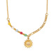 Collier pendentif soleil en pierre naturelle - Or 