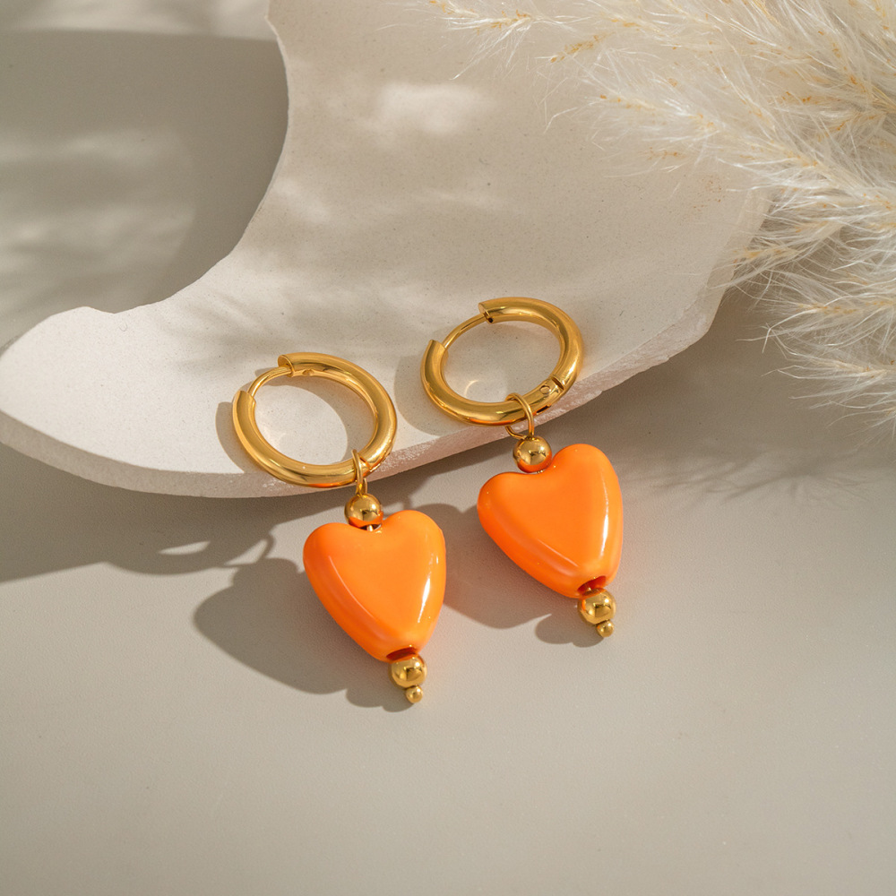 1 Paire De Boucles D'Oreilles Pendantes En Forme De Cœur Image4