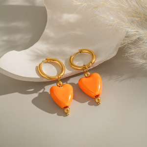 1 Paire De Boucles D'Oreilles Pendantes En Forme De Cœur h5 Image4
