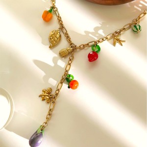 Collier Pendentif En Acier Inoxydable Doré, Étanche, Avec Un Joli Fruit h5 Image4
