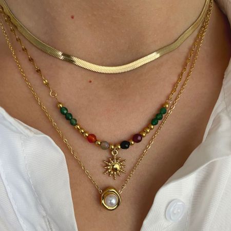 Collier pendentif étanche en acier inoxydable couleur or (1 pièce)