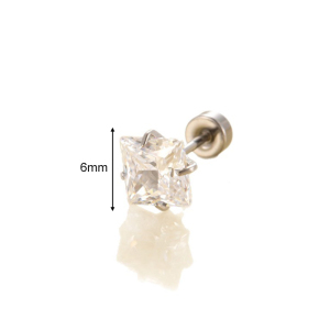 Boucles D'Oreilles Percées Carrées En Acier Titane Et Zircon Pour Femme, 1 Pièce h5 Image2