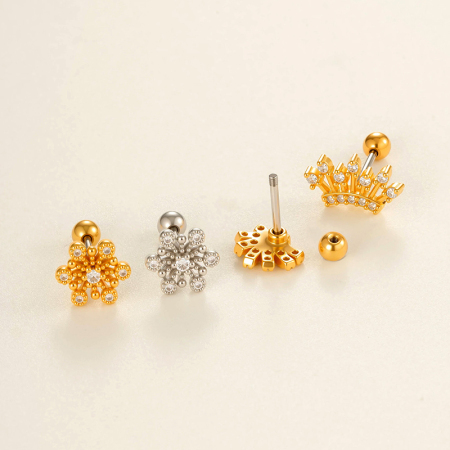 Boucles d'oreilles piercing pour femme, 1 pièce, étoile, cuivre, couleur or, zircon 2