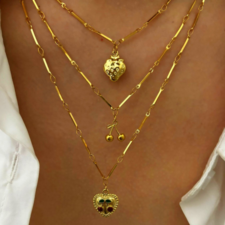 Collier Pendentif En Acier Inoxydable Doré, Étanche, En Forme De Fruit (1 Pièce)
