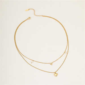 Colliers Superposés Pour Femmes, Collection Simple Series Daily Heart, En Acier Inoxydable Étanche, Couleur Or h5 Image5