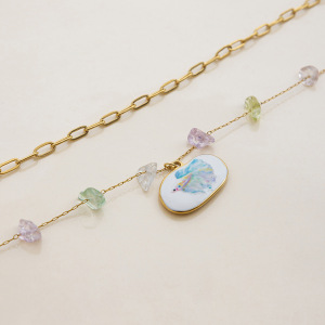 Collier Pendentif Femme En Acier Inoxydable Doré, Motif Poisson Tropical (1 Pièce) h5 Image6
