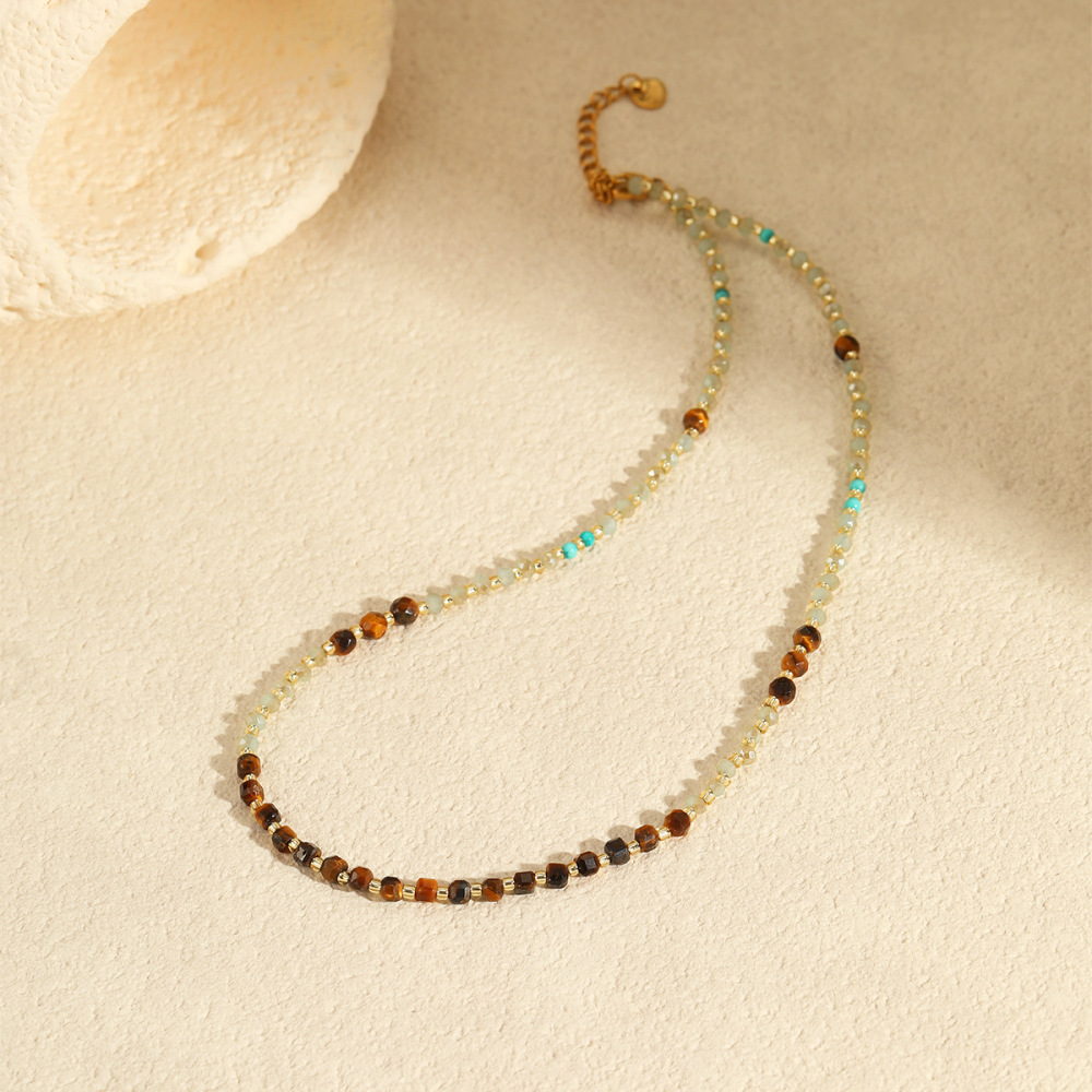 Colliers À Perles Géométriques Classiques Pour Femmes, En Acier Inoxydable Étanche h5Image4