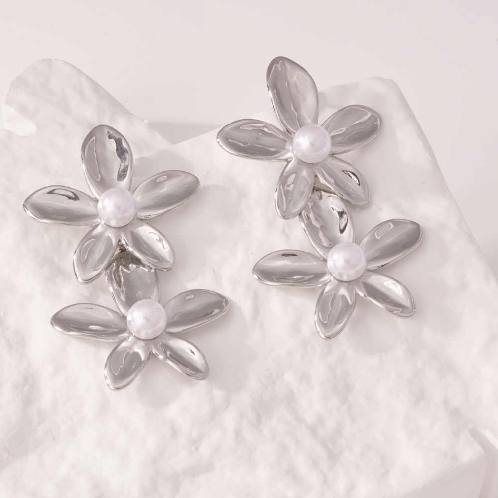 Boucles D'Oreilles Pendantes Pour Femme, Collection « Sweet Flower », En Acier Inoxydable Doré, Étanches, 1 Paire Image6