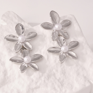 Boucles D'Oreilles Pendantes Pour Femme, Collection « Sweet Flower », En Acier Inoxydable Doré, Étanches, 1 Paire h5 Image6