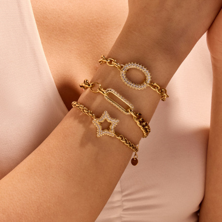 Bracelets à maillons géométriques doux en acier inoxydable étanche couleur or pour femmes
