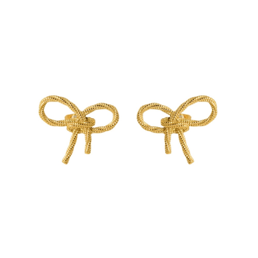 Boucles D'Oreilles Puces Élégantes En Acier Inoxydable Imperméables, Style Romantique, Avec Nœud Papillon. Image5