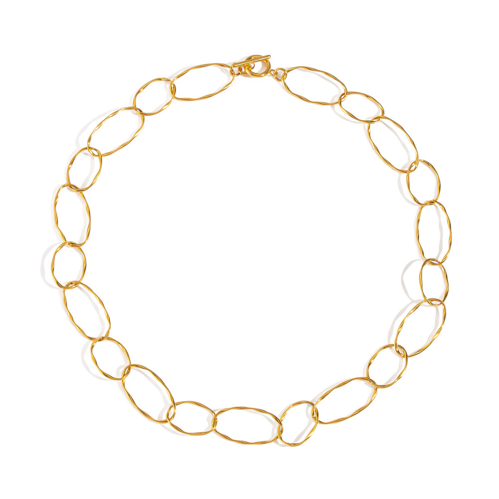 Collier À Chaîne En Acier Inoxydable Étanche Couleur Or (1 Pièce) h5Image5