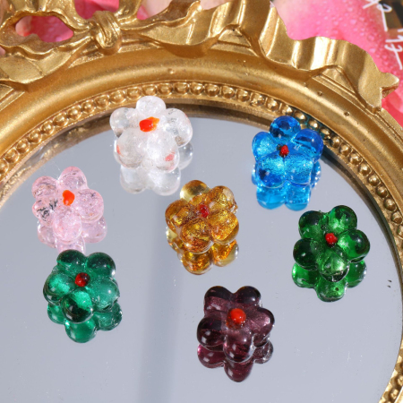 1 Pièce De Perles De Verre À Motif De Fleurs Douces, Série Simple