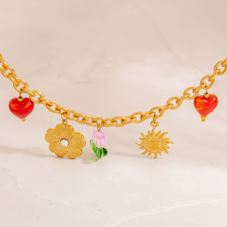 Collier pendentif étanche en acier inoxydable couleur or 2