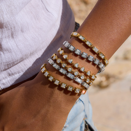 Bracelet chaîne femme en acier inoxydable doré, étanche, motif géométrique sexy, collection Luxueuse (1 pièce). 2