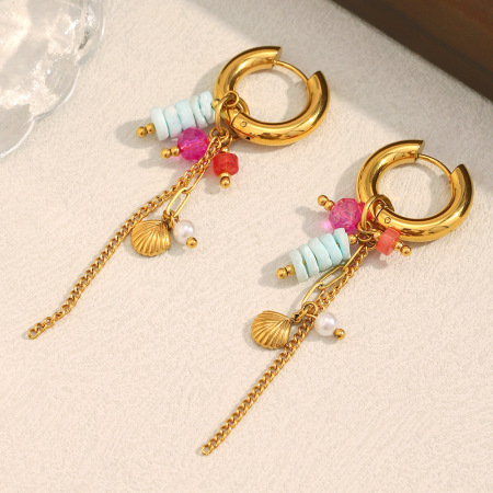 1 paire de boucles d'oreilles pendantes design en pierre naturelle pour femme