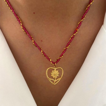 Collier pendentif cœur en acier inoxydable étanche couleur or (1 pièce)