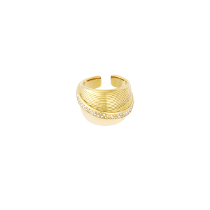 Bague De Luxe Classique Géométrique En Acier Inoxydable Étanche Couleur Or (1 Pièce) h5