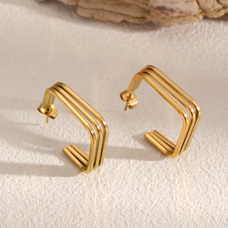 1 paire de boucles d'oreilles à clous en acier inoxydable étanche couleur or