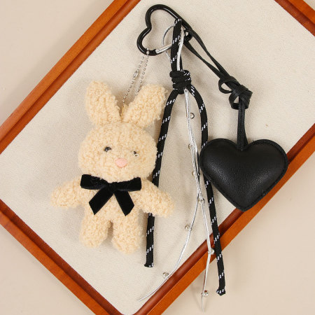 Charms de sac pour femme en polyester, adorables lapins en peluche 2