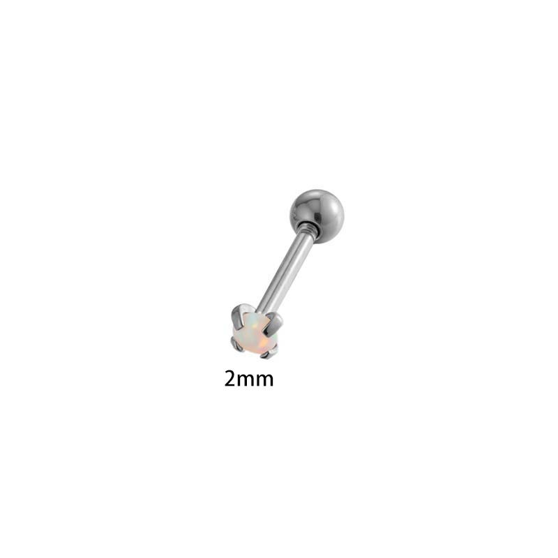 Boucles D'Oreilles Piercing Femme En Acier Inoxydable Doré, Opale Polychrome (1 Pièce) Image2