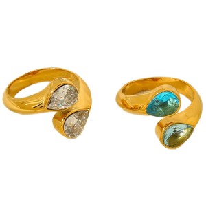 Bague Femme Légère Et Luxueuse En Forme De Goutte D'Eau, En Acier Inoxydable Étanche. h5 Image5