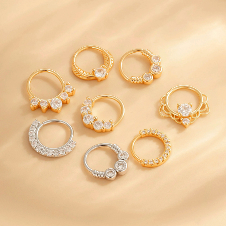 1 pièce de piercing de nez moderne en cuivre doré et zircon pour femme