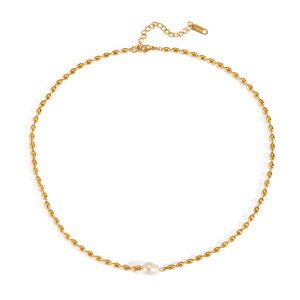 Collier De Perles Doré En Acier Inoxydable Étanche (1 Pièce) h5 Image5