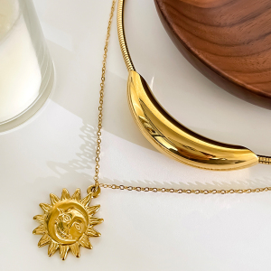 Collier Pendentif Soleil En Acier Inoxydable Étanche Couleur Or h5 Image4
