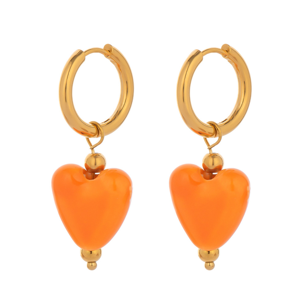 1 Paire De Boucles D'Oreilles Pendantes En Forme De Cœur Image5