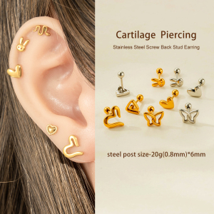 Boucle D'Oreille Piercing En Acier Inoxydable Étanche Couleur Or (1 Pièce) h5 Image4