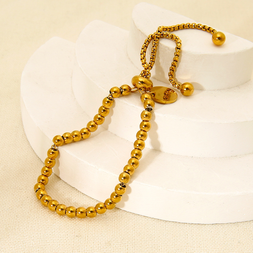 Bracelets Pour Femmes Simple Series Daily Geometric En Acier Inoxydable Étanche Couleur Or Image4
