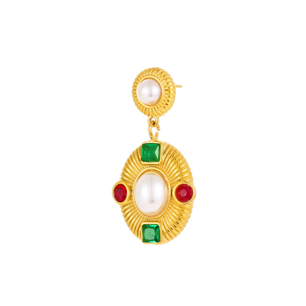 Boucles D'Oreilles Pendantes Pour Femmes, Luxueuses, Rétro, Géométriques, En Acier Inoxydable Étanche. h5Image5