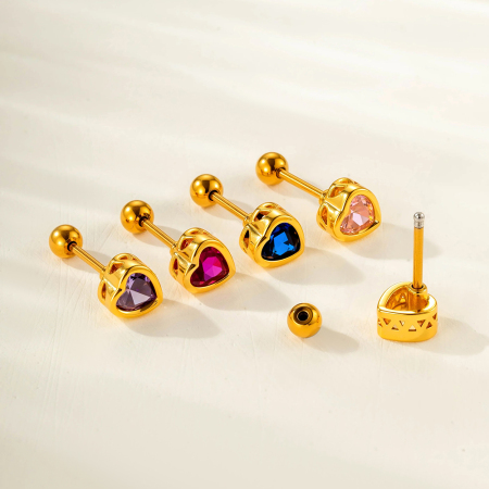 Boucles d'oreilles piercing classiques en cuivre et zircon pour femme, 1 pièce 2