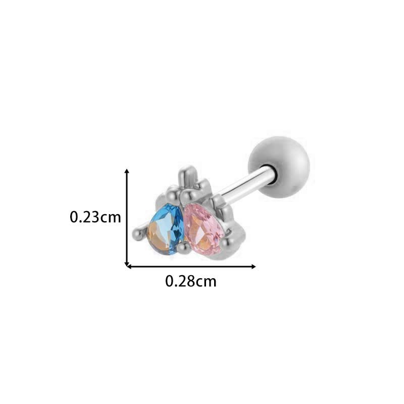 Boucles D'Oreilles Piercing Pour Femme En Forme De Cœur Polychrome, Couleur Cuivre Et Or, Zircone Image2