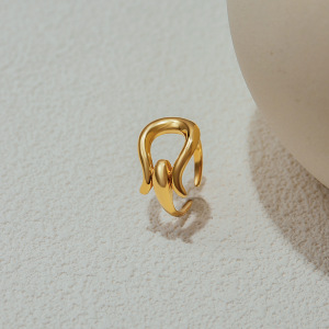 Bague Minimaliste Moderne Et Élégante En Acier Inoxydable Doré, Style Géométrique, Étanche. h5 Image6