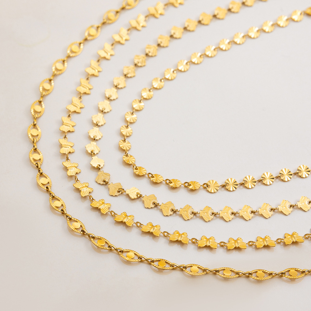 Collier Chaîne Femme Classique En Acier Inoxydable, Couleur Or, Imperméable, Orné D'Un Coquillage (1 Pièce) Image3