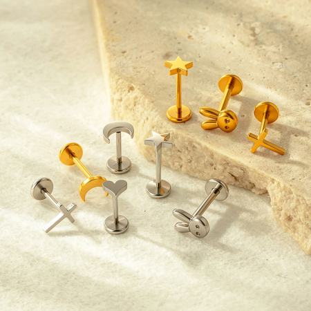Boucles d'oreilles piercing femme Daily Heart en acier inoxydable étanche couleur or (1 pièce)