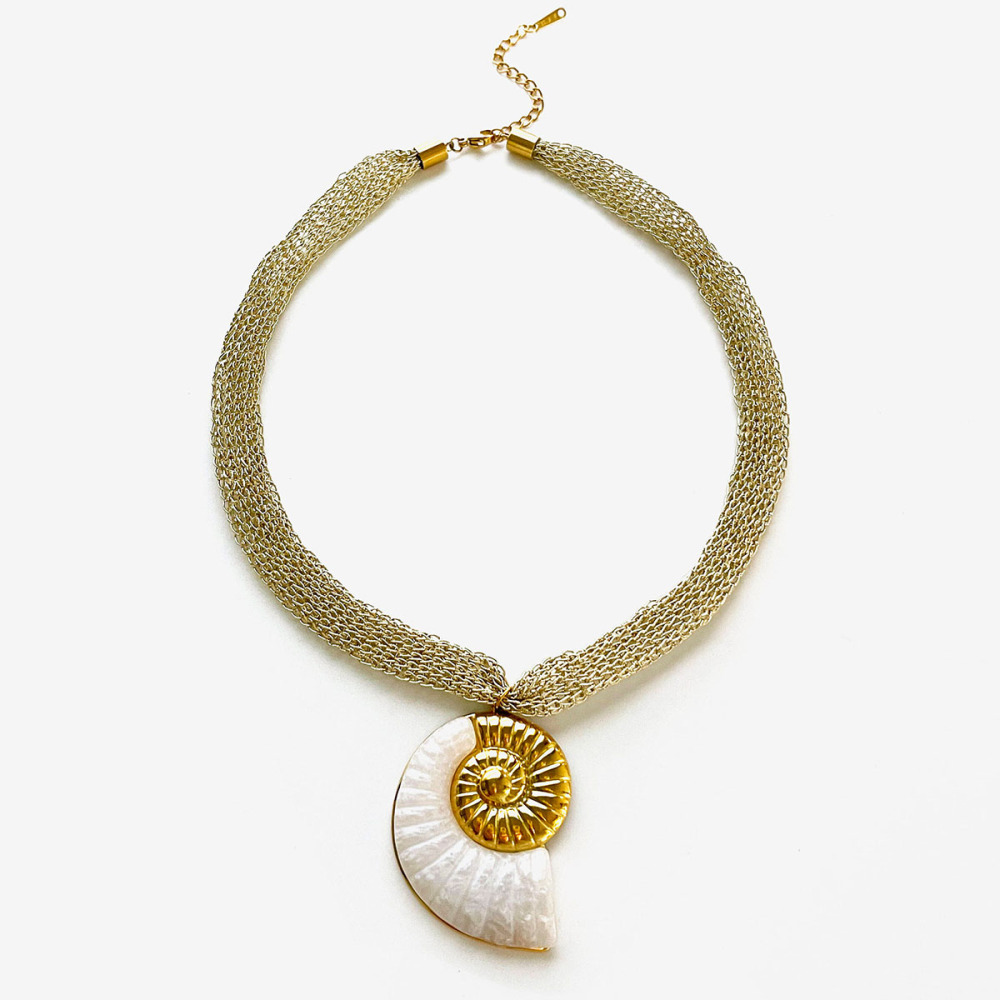 Collier Pendentif En Acier Inoxydable Doré, Étanche, 1 Pièce 