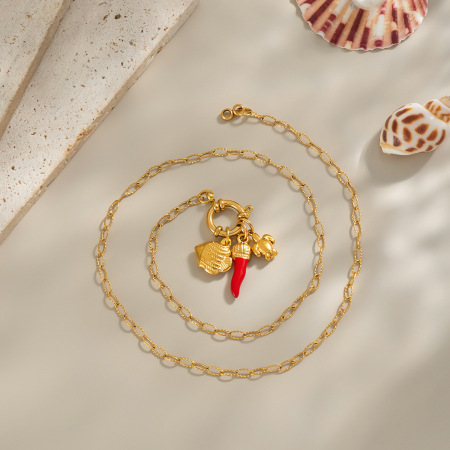 Collier pendentif Chill Charm en acier inoxydable étanche couleur or (1 pièce)