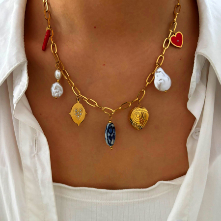 Collier pendentif étanche en acier inoxydable couleur or (1 pièce)