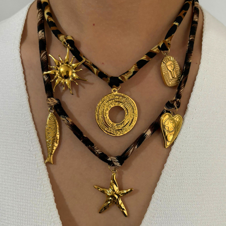 Collier pendentif étanche en acier inoxydable couleur or (1 pièce)