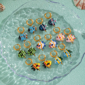 1 Paire De Boucles D'Oreilles Pendantes En Forme De Poisson Mignon h5 Image2