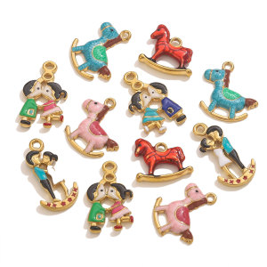 Pendentif Femme Étanche En Acier Inoxydable, Motif Cheval À Bascule (1 Pièce) h5 Image4